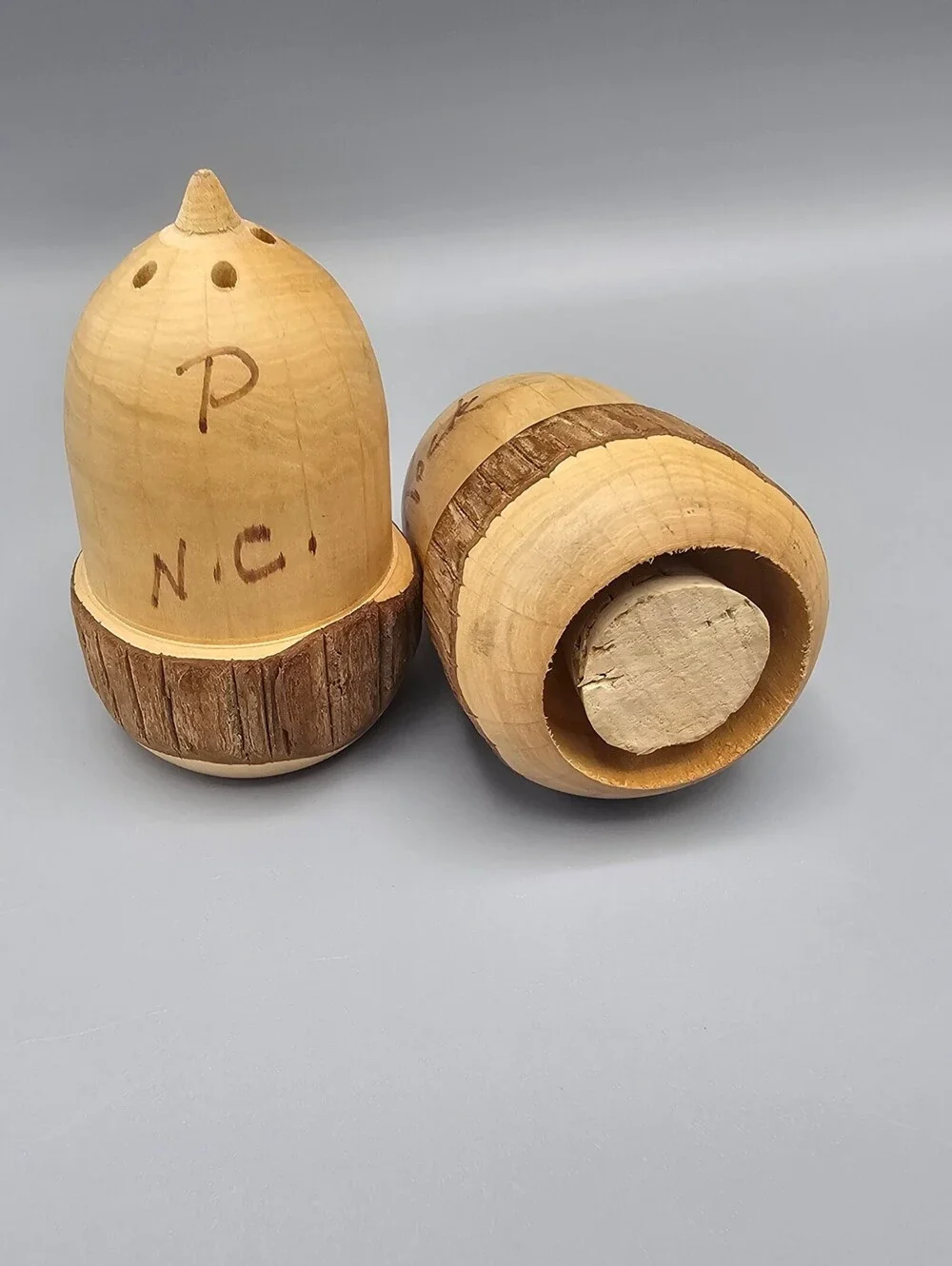 Handmade Wooden Acorn Salt and Pepper Shakers